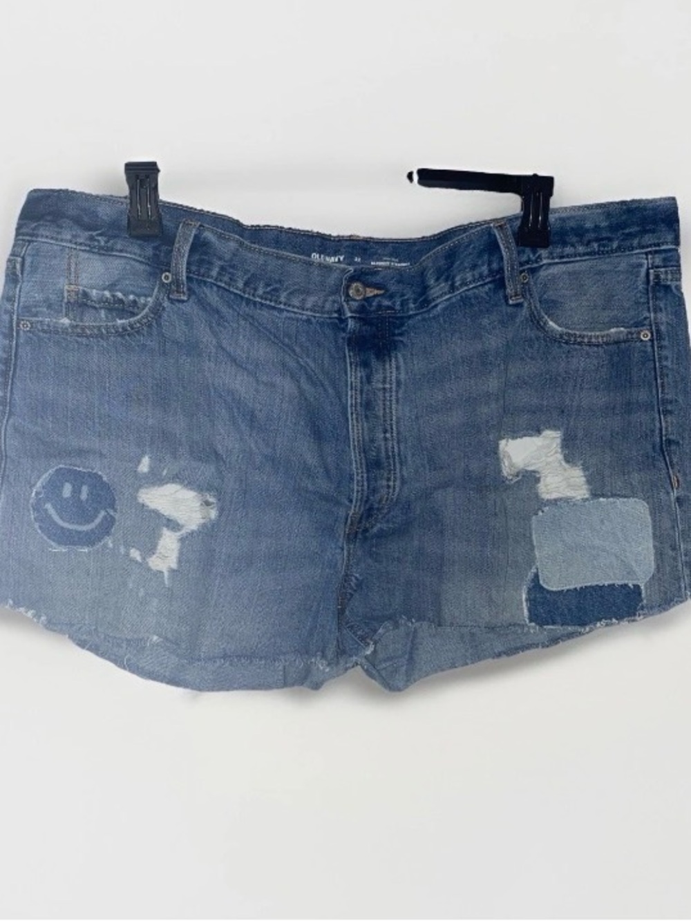 Old Navy Denim Patchwork Smiley Face Women's Shorts - Blue Size 22